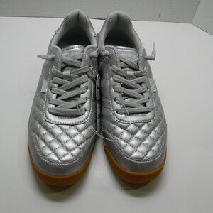 Bob's for Skechers with Memory Foam Silver Sneakers Lace-up Vegan NWT